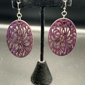 Elegant Purple Floral Earrings